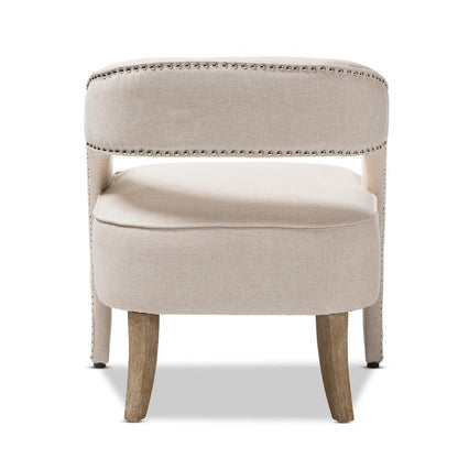 Floriane Modern and Contemporary Beige Fabric Upholstered Lounge Chair - Ethereal Company