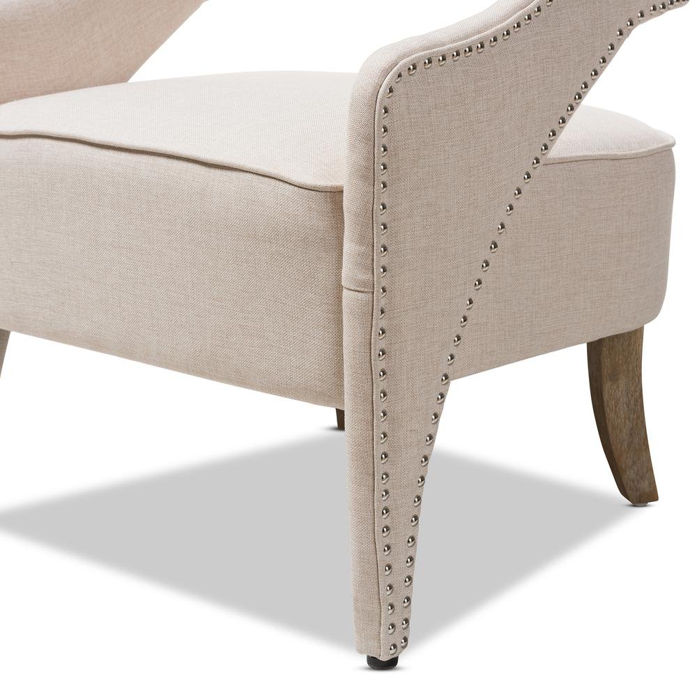 Floriane Modern and Contemporary Beige Fabric Upholstered Lounge Chair - Ethereal Company