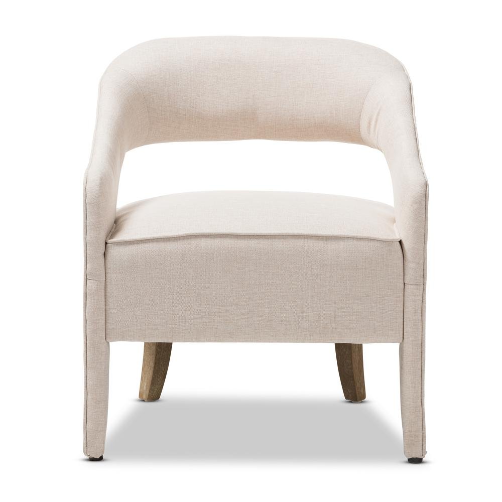 Floriane Modern and Contemporary Beige Fabric Upholstered Lounge Chair - Ethereal Company