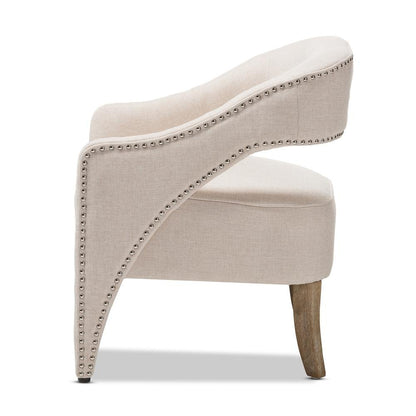 Floriane Modern and Contemporary Beige Fabric Upholstered Lounge Chair - Ethereal Company