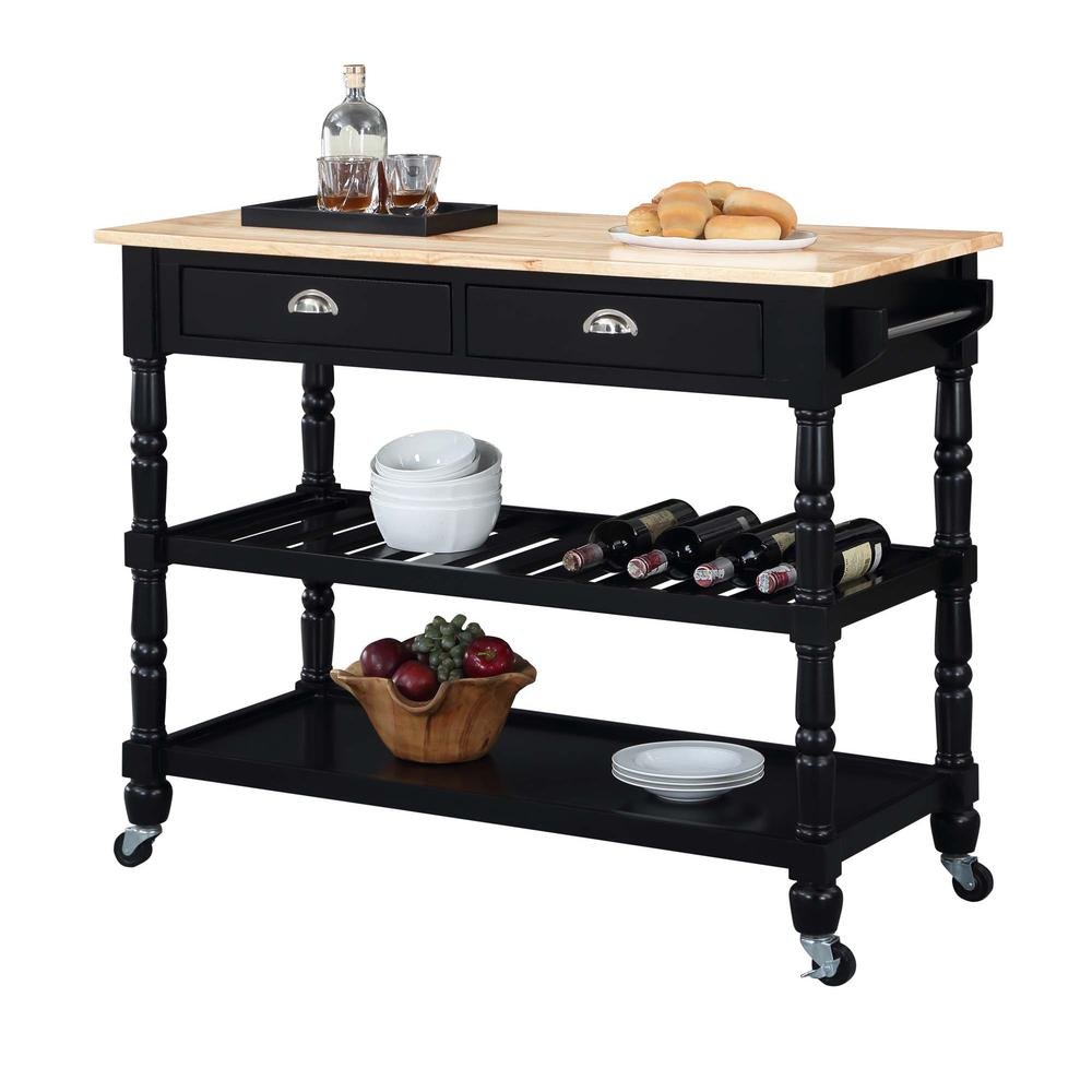 French Country Kitchen Cart-Black - Ethereal Company