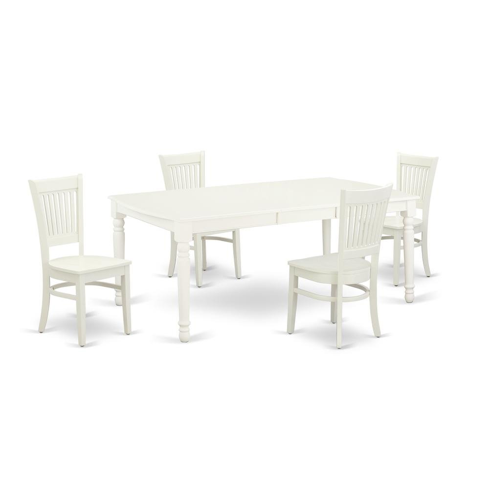 Fresca Dining Table/ 4 Dining Chairs/ White / White Wood - Ethereal Company