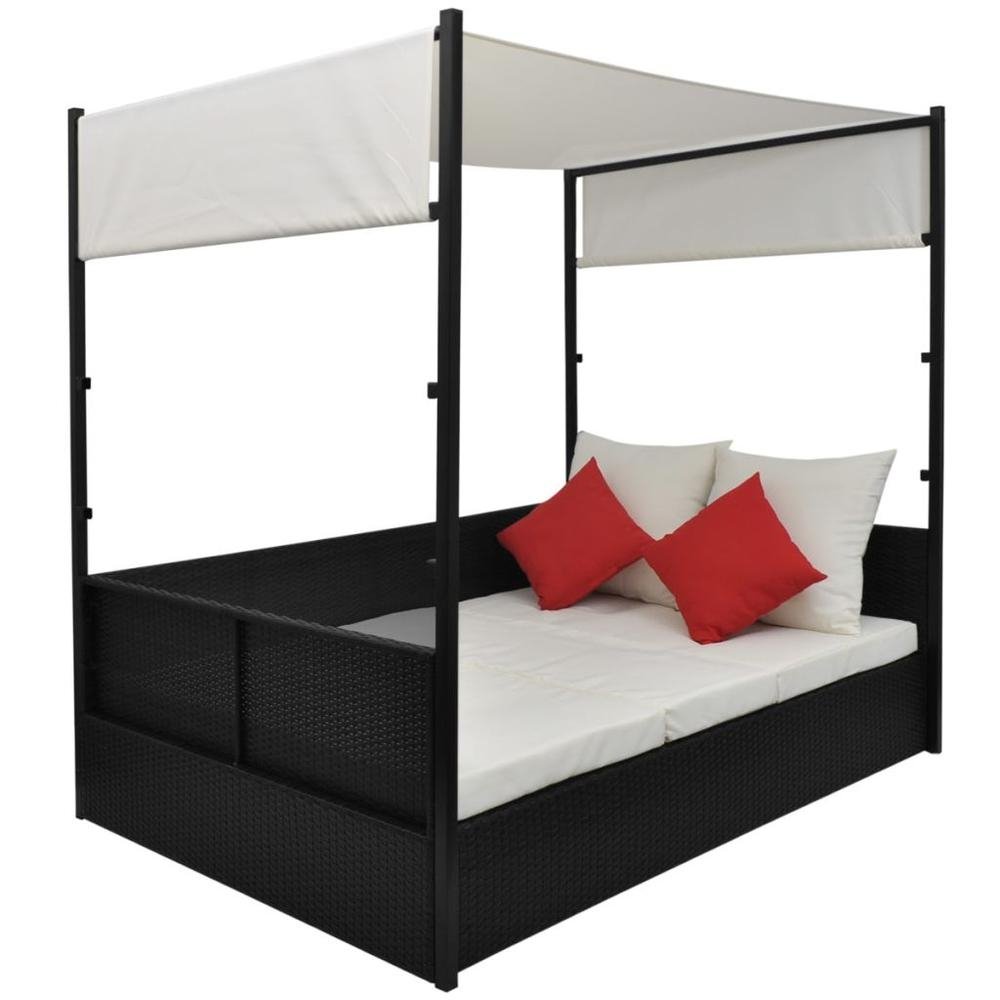 Garden Bed with Canopy Black 74.8&quot;x51.2&quot; Poly Rattan - Ethereal Company
