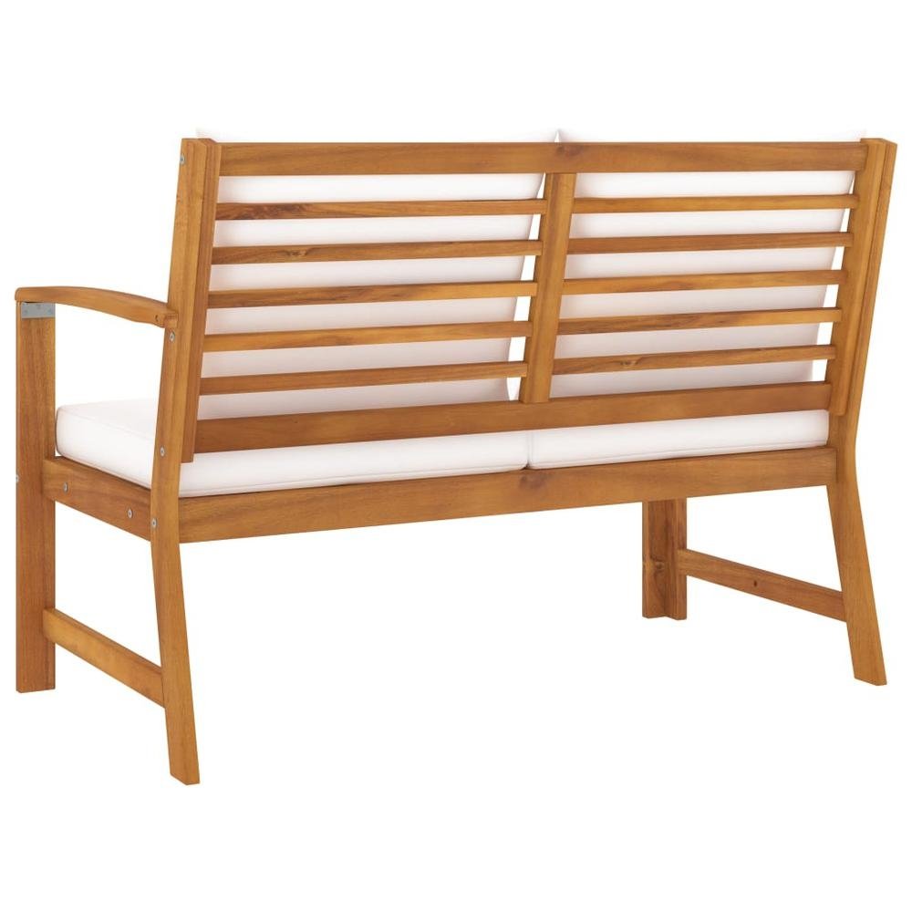 Garden Bench 45.1&quot; with Cream Cushion Solid Acacia Wood 1838 - Ethereal Company