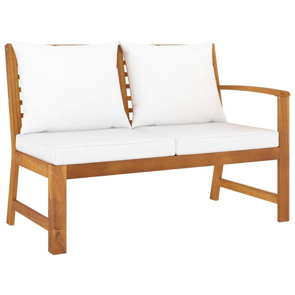 Garden Bench 45.1&quot; with Cream Cushion Solid Acacia Wood 1838 - Ethereal Company
