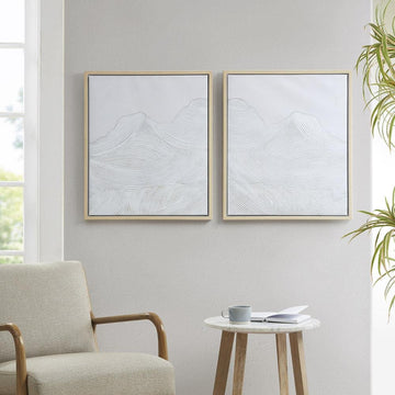 Hand Embellished Abstract 2-piece Framed Canvas Wall Art Set - Ethereal Company