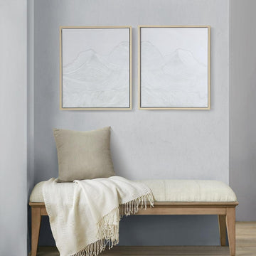 Hand Embellished Abstract 2-piece Framed Canvas Wall Art Set - Ethereal Company