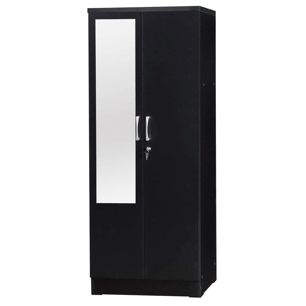 Harmony Two Door Armoire Wardrobe with Mirror in Black - Ethereal Company