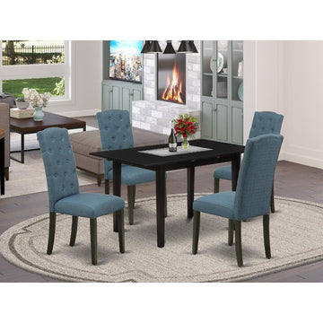 Jackson Dining Table/ 4 Dining Chairs- Black/Blue - Ethereal Company