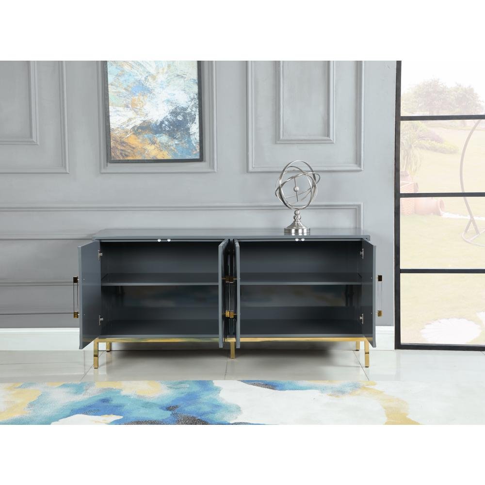 Junior 64&quot; Transitional Wood Sideboard in Gray/Gold Plated - Ethereal Company