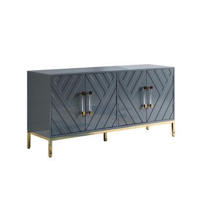 Junior 64&quot; Transitional Wood Sideboard in Gray/Gold Plated - Ethereal Company