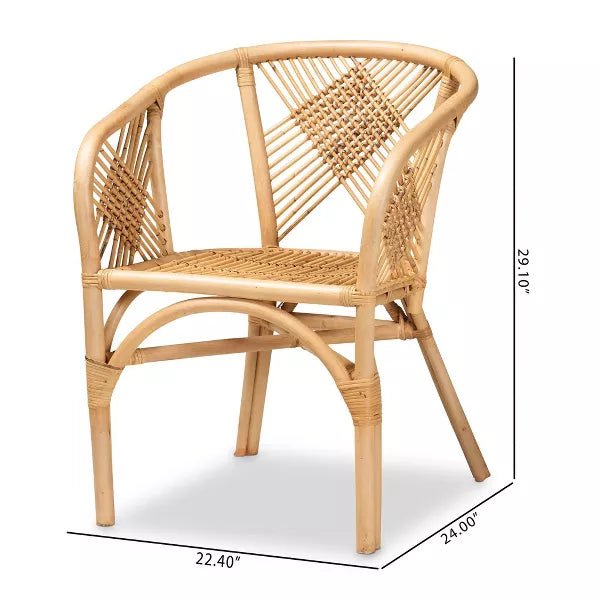 Kagama Modern Bohemian Natural Brown Rattan Dining Chair - Ethereal Company