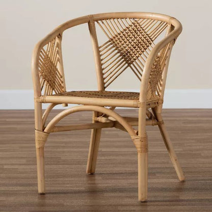 Kagama Modern Bohemian Natural Brown Rattan Dining Chair - Ethereal Company