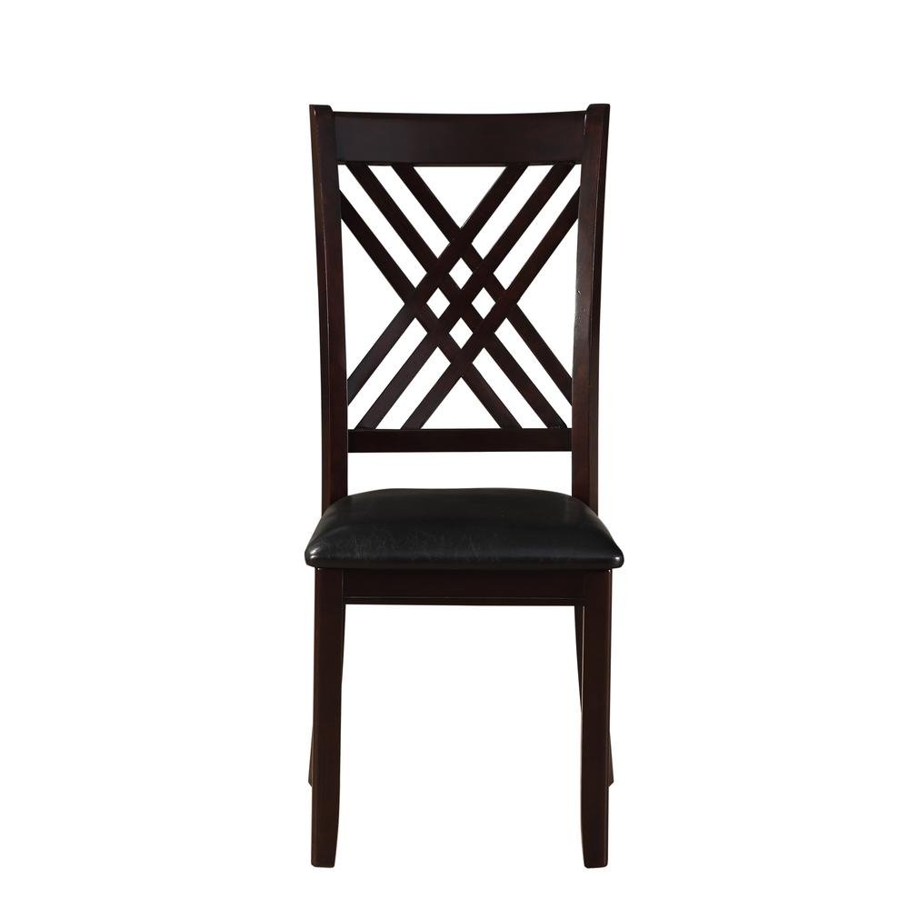 Katrien Side Chair (Set-2), Black PU &amp; Espresso - Ethereal Company