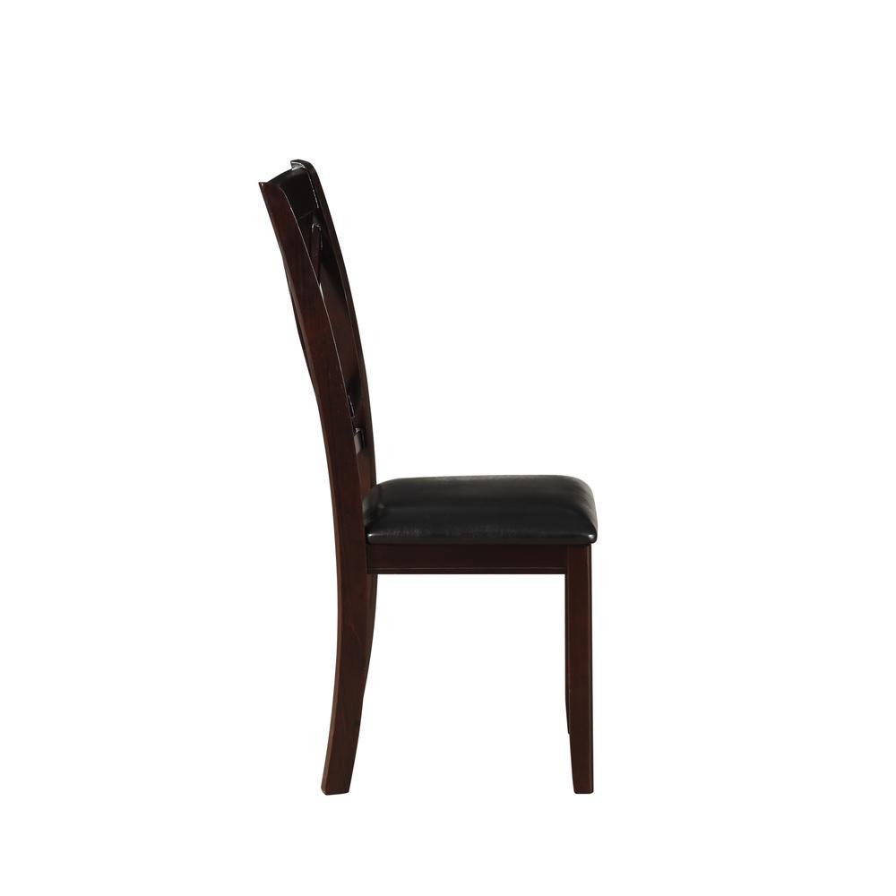 Katrien Side Chair (Set-2), Black PU &amp; Espresso - Ethereal Company