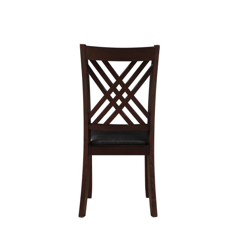 Katrien Side Chair (Set-2), Black PU &amp; Espresso - Ethereal Company