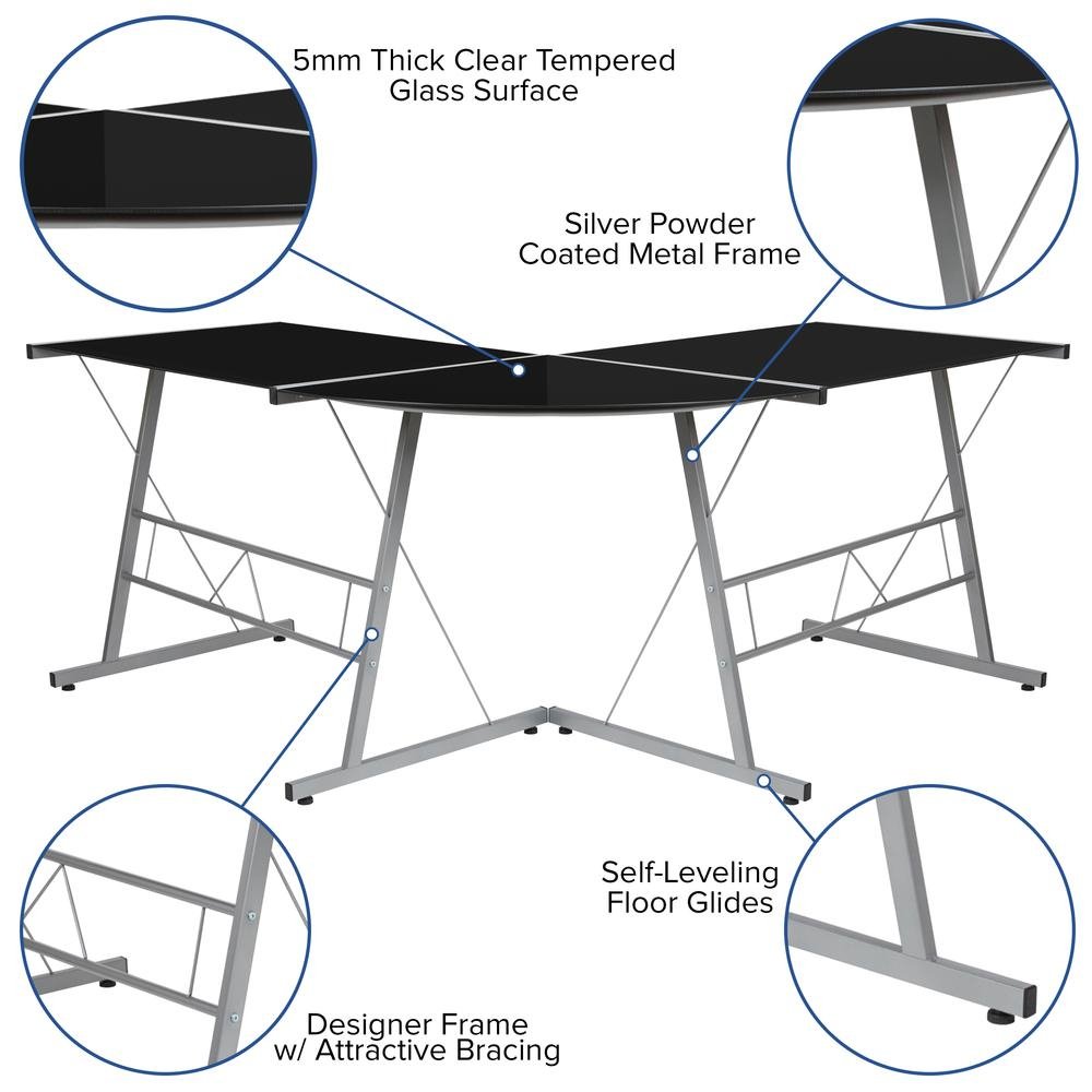 L-Shaped Computer Corner Desk 83.5&quot; - Black - Ethereal Company