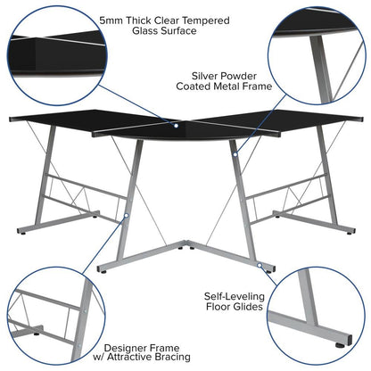 L-Shaped Computer Corner Desk 83.5&quot; - Black - Ethereal Company