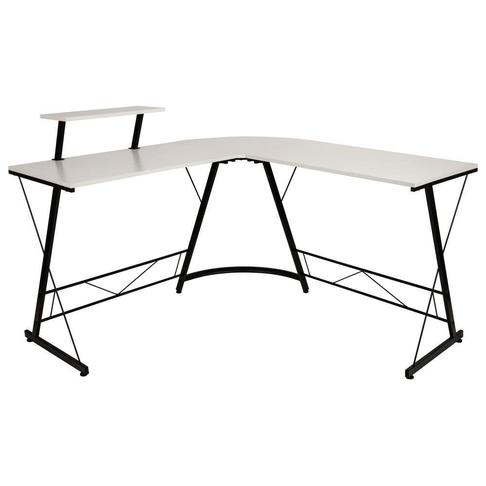 L-Shaped Computer Corner Desk - White/Black - Ethereal Company