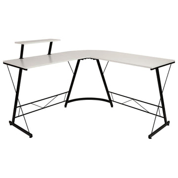 L-Shaped Computer Corner Desk - White/Black - Ethereal Company