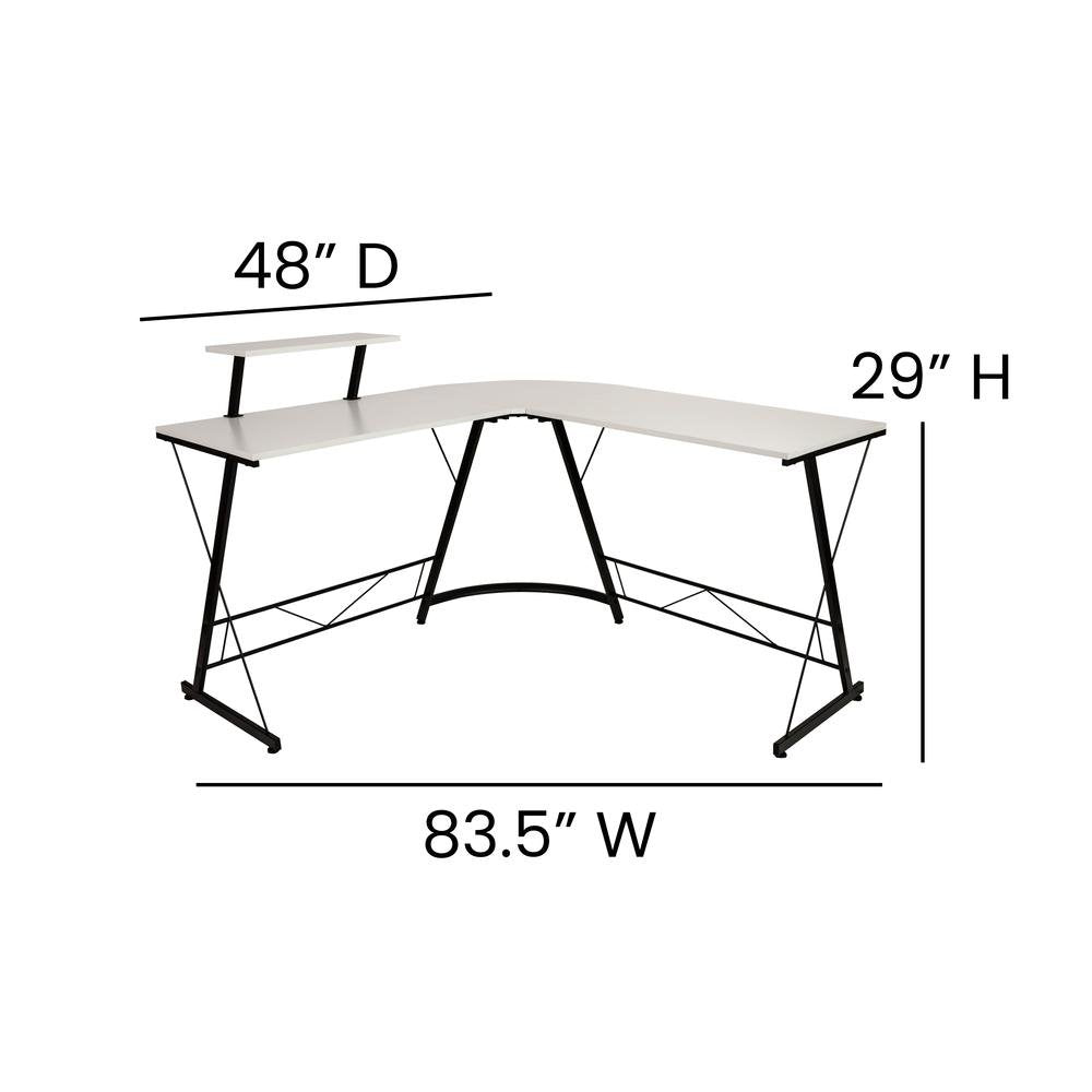 L-Shaped Computer Corner Desk - White/Black - Ethereal Company