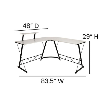 L-Shaped Computer Corner Desk - White/Black - Ethereal Company