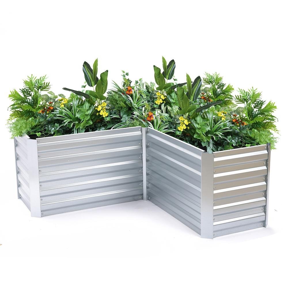 L-Shaped Galvanized Steel Raised Garden Bed - Ethereal Company