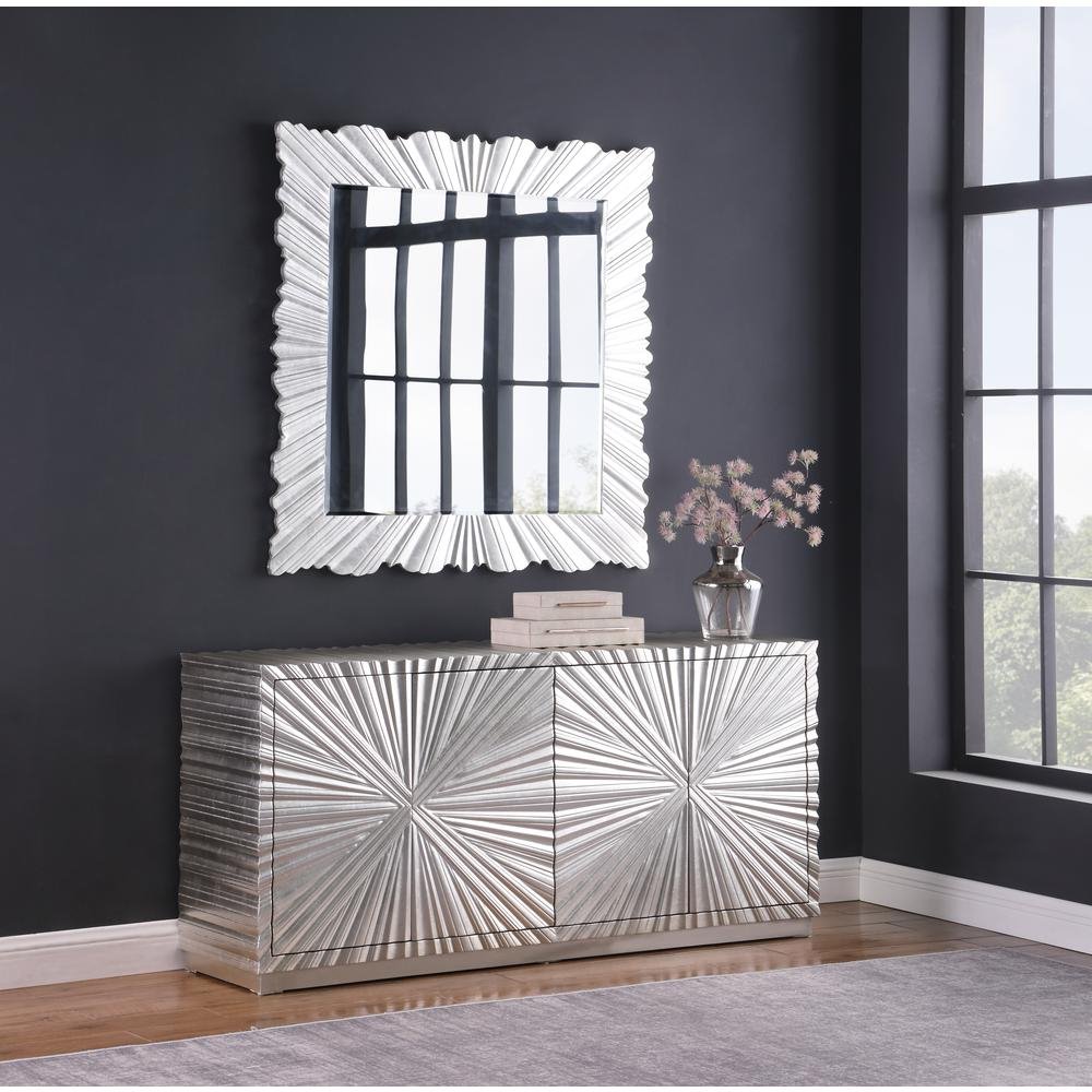 Lacy Metallic Silver Sheen Sideboard - Ethereal Company