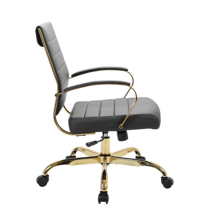 LeisureMod Benmar Home Leather Office Chair With Gold Frame - Ethereal Company