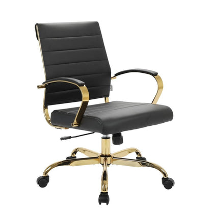 LeisureMod Benmar Home Leather Office Chair With Gold Frame - Ethereal Company