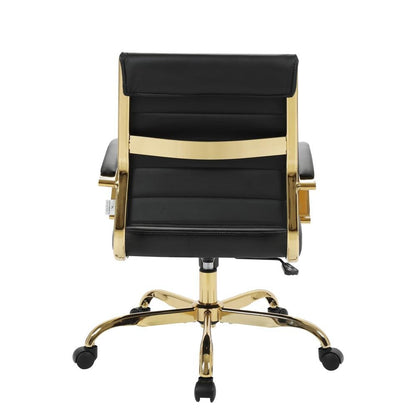 LeisureMod Benmar Home Leather Office Chair With Gold Frame - Ethereal Company