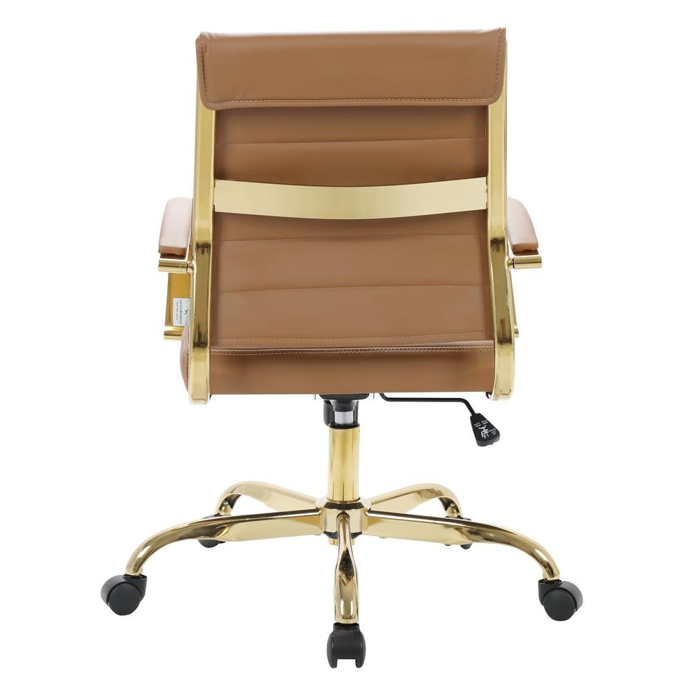 LeisureMod Benmar Home Leather Office Chair With Gold Frame BOG19BRL - Ethereal Company
