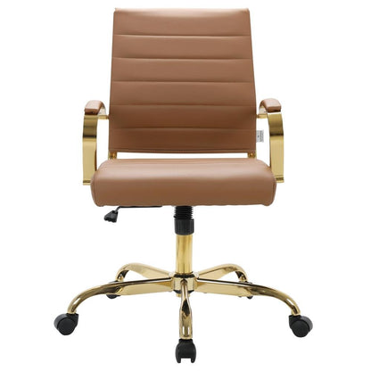 LeisureMod Benmar Home Leather Office Chair With Gold Frame BOG19BRL - Ethereal Company