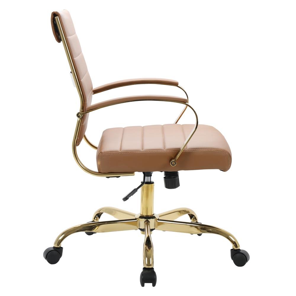 LeisureMod Benmar Home Leather Office Chair With Gold Frame BOG19BRL - Ethereal Company