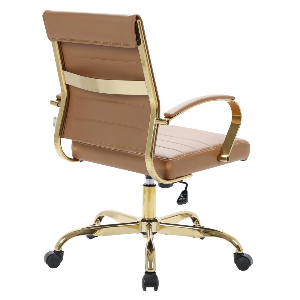 LeisureMod Benmar Home Leather Office Chair With Gold Frame BOG19BRL - Ethereal Company