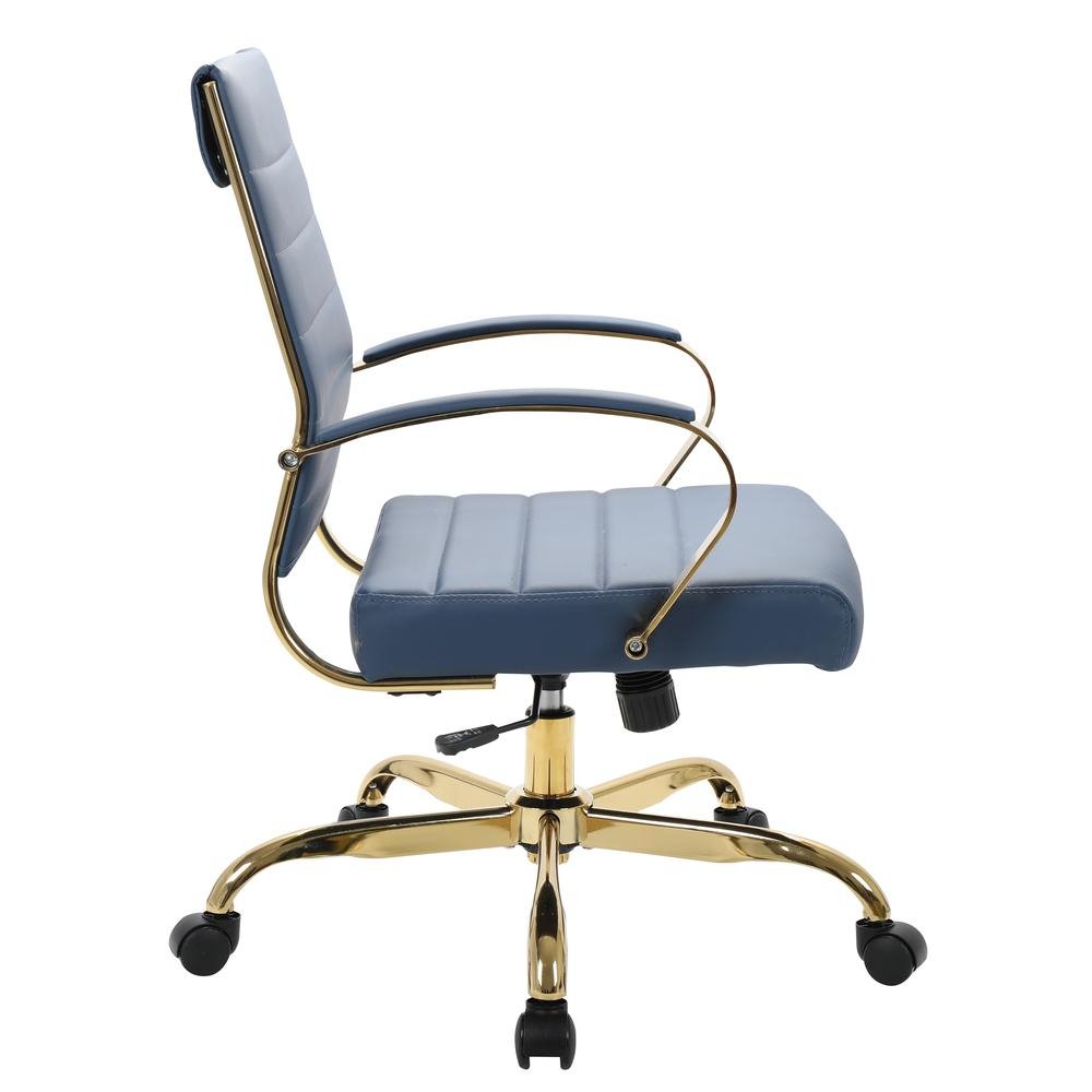 LeisureMod Benmar Home Leather Office Chair With Gold Frame BOG19BUL - Ethereal Company