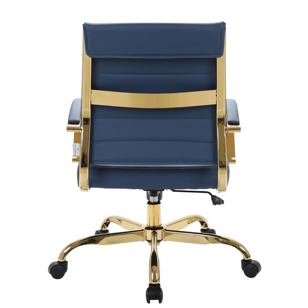 LeisureMod Benmar Home Leather Office Chair With Gold Frame BOG19BUL - Ethereal Company