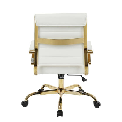 LeisureMod Benmar Home Leather Office Chair With Gold Frame BOG19WL - Ethereal Company