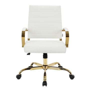 LeisureMod Benmar Home Leather Office Chair With Gold Frame BOG19WL - Ethereal Company