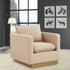 LeisureMod Nervo Velvet Accent Armchair With Gold Frame, Beige - Ethereal Company