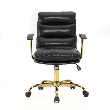 LeisureMod Regina Modern Padded Leather Adjustable Executive Office Chair with Tilt &amp; 360 Degree Swivel in Black - Ethereal Company