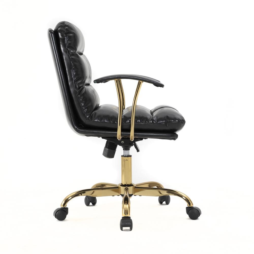 LeisureMod Regina Modern Padded Leather Adjustable Executive Office Chair with Tilt &amp; 360 Degree Swivel in Black - Ethereal Company