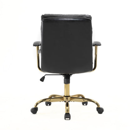 LeisureMod Regina Modern Padded Leather Adjustable Executive Office Chair with Tilt &amp; 360 Degree Swivel in Black - Ethereal Company