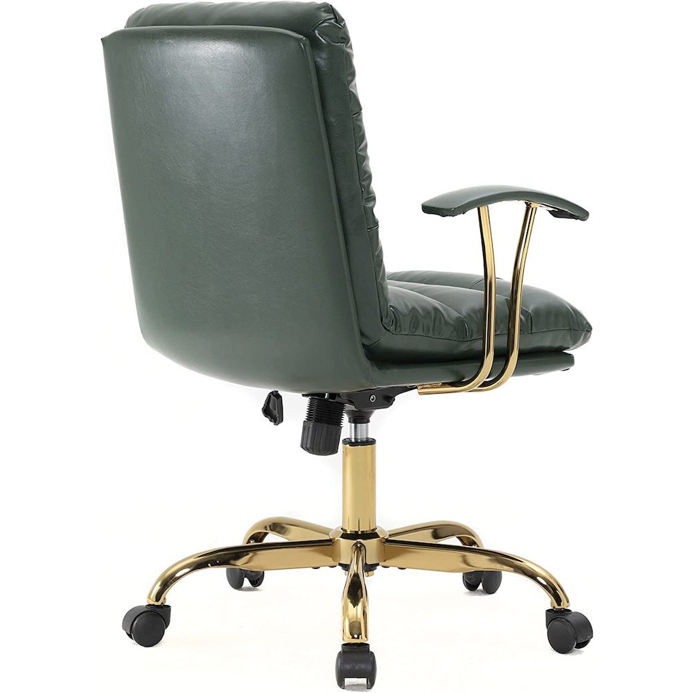 LeisureMod Regina Modern Padded Leather Adjustable Executive Office Chair with Tilt &amp; 360 Degree Swivel in Pine Green - Ethereal Company