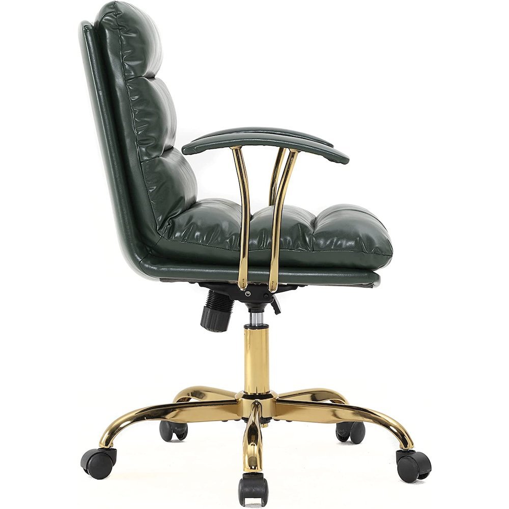 LeisureMod Regina Modern Padded Leather Adjustable Executive Office Chair with Tilt &amp; 360 Degree Swivel in Pine Green - Ethereal Company