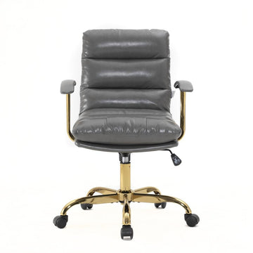 LeisureMod Regina Modern Padded Leather Adjustable Executive Office Chair with Tilt &amp; 360 Degree Swivel in Titanium Grey - Ethereal Company