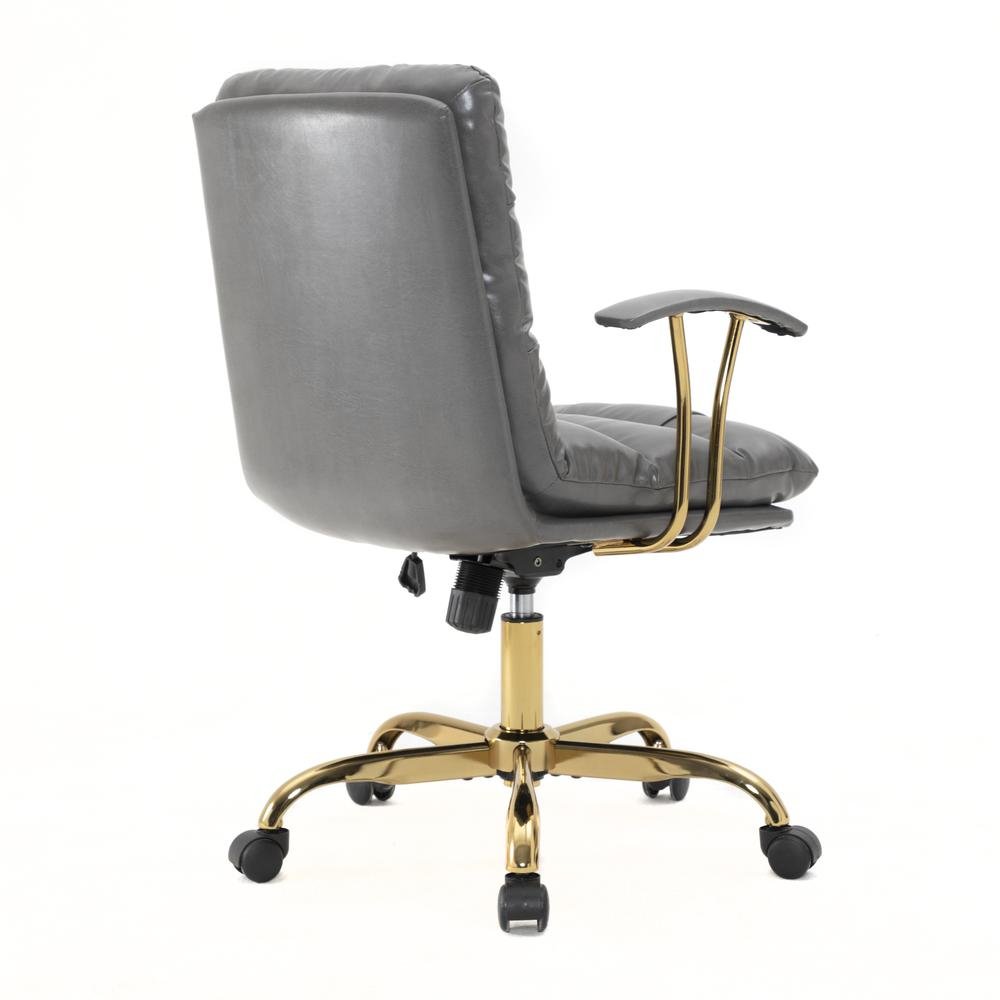 LeisureMod Regina Modern Padded Leather Adjustable Executive Office Chair with Tilt &amp; 360 Degree Swivel in Titanium Grey - Ethereal Company