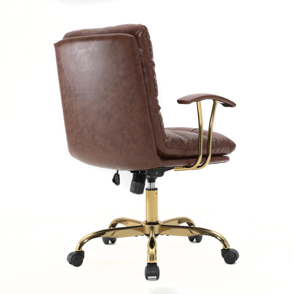 LeisureMod Regina Modern Padded Leather Adjustable Executive Office Chair with Tilt &amp; 360 Degree Swivel in Walnut Brown - Ethereal Company