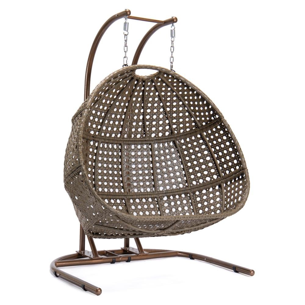 LeisureMod Wicker Hanging Double Egg Swing Chair EKDBG-57DR - Ethereal Company