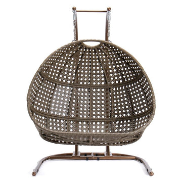 LeisureMod Wicker Hanging Double Egg Swing Chair EKDBG-57DR - Ethereal Company